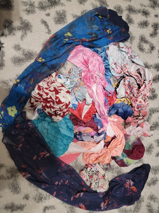 Mixed Floral & Solid Head Covering Bundle - Pink, Blue, Teal, Peach main image 5